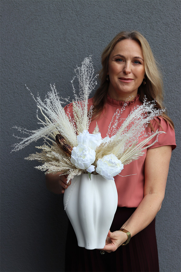 Boho Grenatia Bianca, bukiet w wazonie na stół z suszem