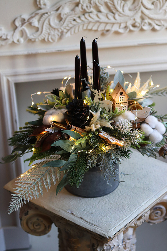 Industrial Family LED, świąteczny stroik w metalowej osłonce