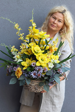 Słoneczna Pogoda, dekoracja nagrobna w koszu, wys.67cm 