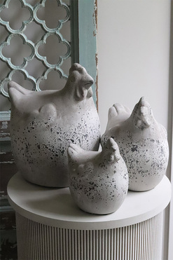 OD RĘKI Coco Grey, dekoracyjna figurka kura nowoczesna, kpl.3szt