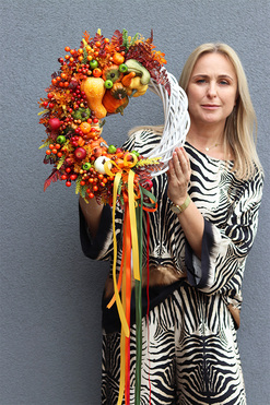 Selina, asymetryczny jesienny wianek, śr.46cm