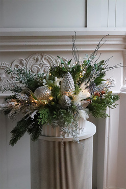 Green Landia White, zimowa kompozycja LED w osłonce, wym.37x65cm