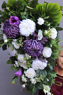 Fioletowa Alicja, fioletowa wiązanka nagrobna, dł.85cm  