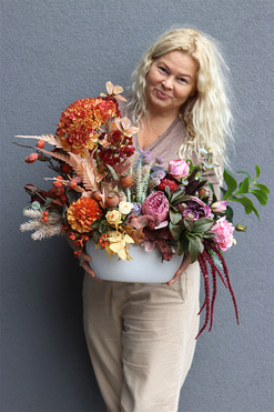 Jesienna Zaduma, jesienna kompozycja w naczyniu, wys.60cm