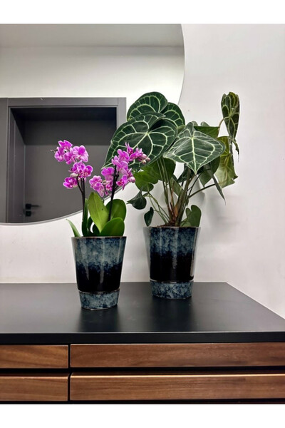 Vintage Mare, ceramiczna doniczka z podstawką