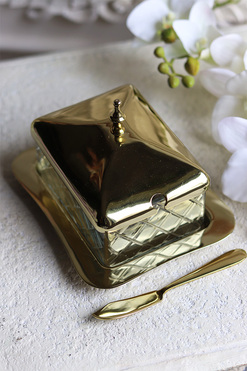 maselnica na tacy z nożykiem, Lux Villa Gold Glamour, wym.11x15x12cm