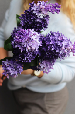 Bzy Deluxe Premium, gumowy bez kwitnący lilak, ciemny fiolet, 3szt, dł.70cm