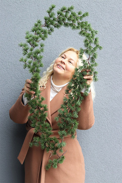 Modrzewiowa, zielona girlanda zimowa, dł.180cm 