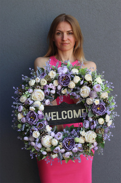 Hristi Violet Home, fioletowy wianek na wejście, śr.54cm