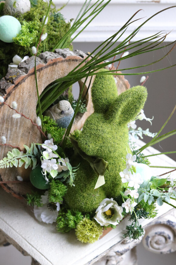 Leśny Zając Wiosną, wielkanocny stroik z zajączkiem