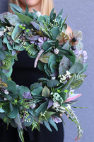 Green Creative, oryginalny wianek na drzwi z liśćmi monstery, śr.42cm