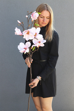 Magnolia Lux Róż, sztuczny kwiat na gałązce, dł.110cm