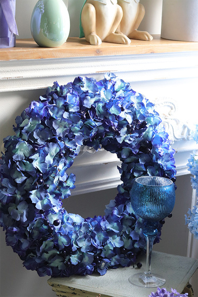 Hortensje Blue, wysokiej jakości wianek z hortensjami
