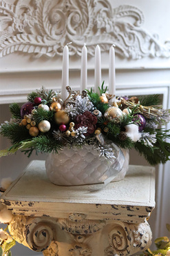 Fioletina, stroik świąteczny / adwentowy, wym.34x50cm