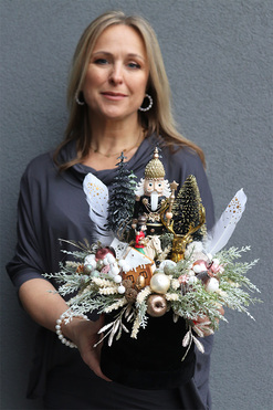 Dziadek do Orzechów Glamour 3, flowerbox świąteczny, wys.37cm  