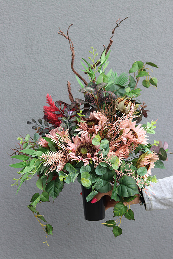 Neddien, jesienny bukiet nagrobny we wkładzie, dł.60cm