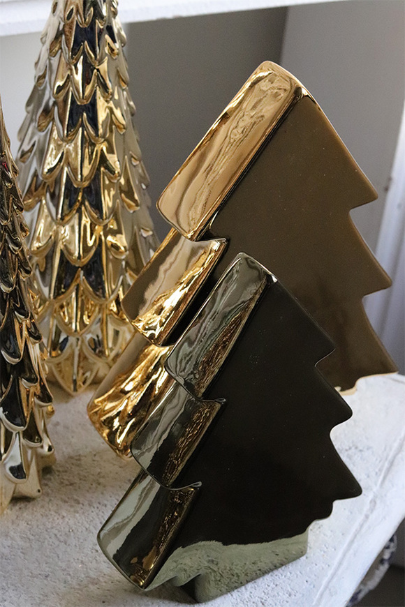 Xmas Modern, figurka świąteczna choinka, złota	