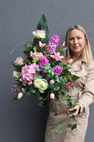 Pink Kerra, bukiet nagrobny we wkładzie, dł.69cm