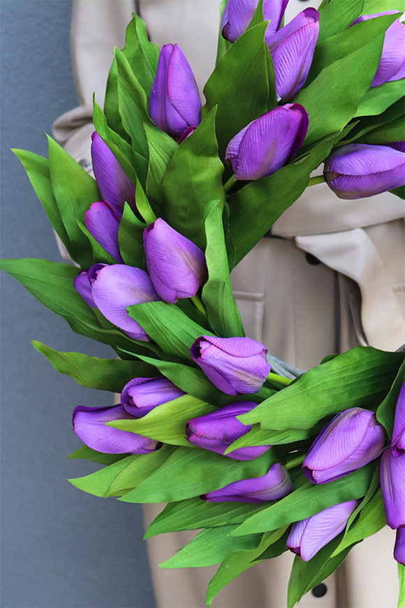 Witaj Wiosno Fiolet, wiosenny wianek z tulipanów	
