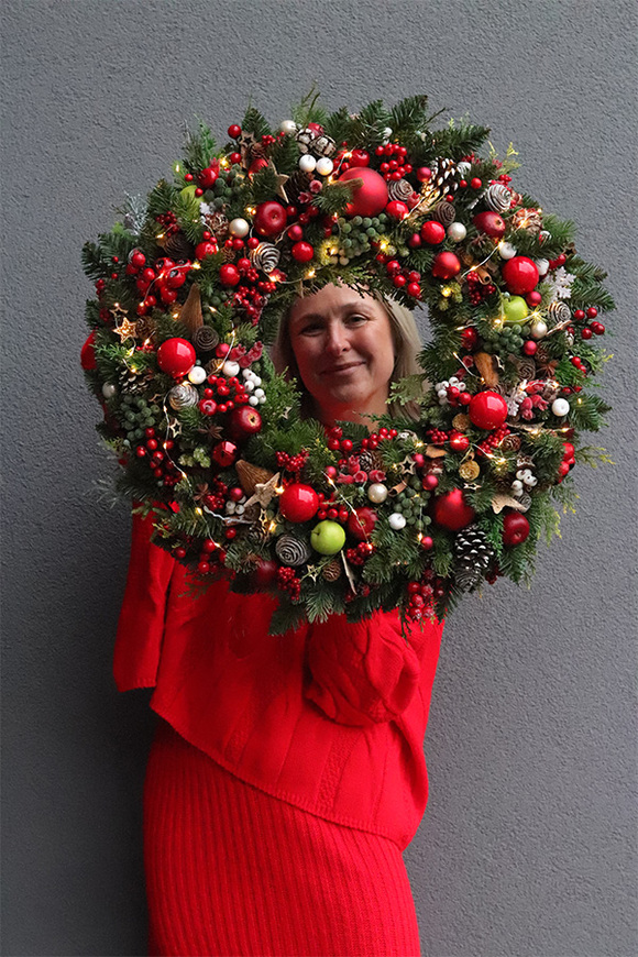 Świąteczny Kolor Big bogaty wianek świąteczny LED