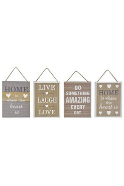 Home Sweet Home, obrazy zawieszki z napisami, 4szt, 15x20cm