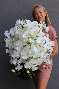 Leona Grey, sztuczny storczyk w szarej donicy, wys.100cm 