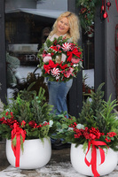 Classic American Christmas, świąteczna kompozycja w donicy Fiberglass