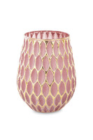 Strawberry, świecznik różowo - złoty, wym.9x13x13cm