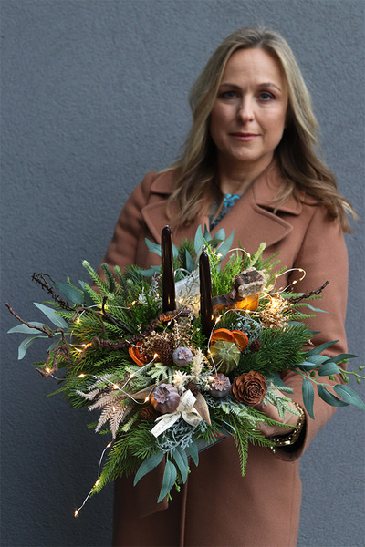 Industrial Big LED, świąteczny stroik w metalowej szufladzie