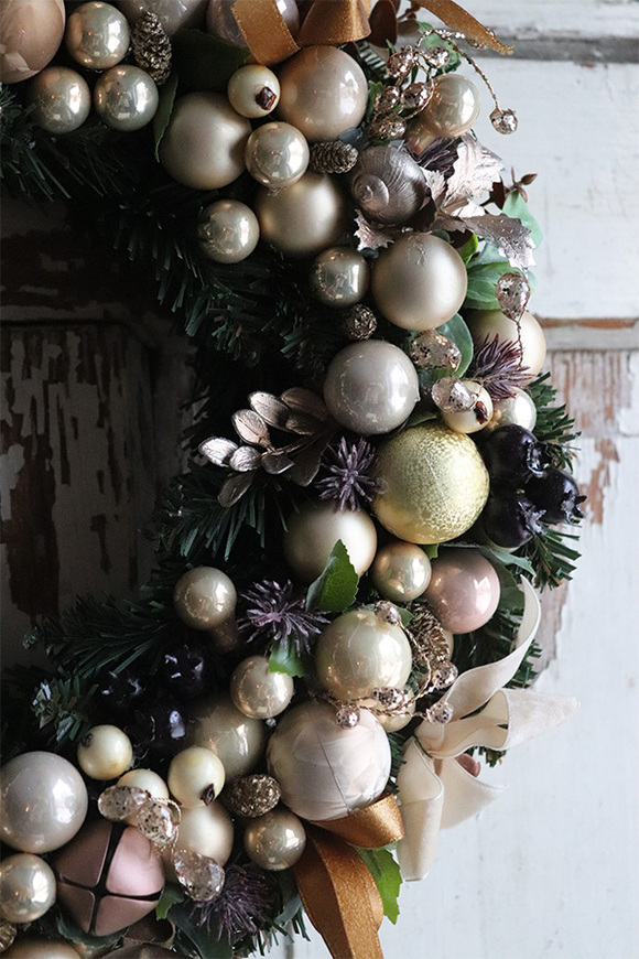 Golden Winter, świąteczny złoty wianek, śr.39cm