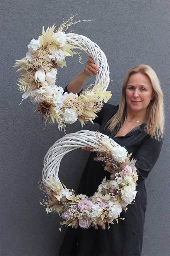 Boho Modern, asymetryczny wianek na drzwi