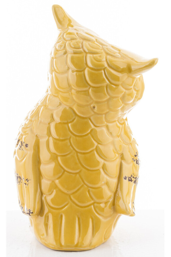 Cottage Owl, ceramiczna figurka sowy, żółta