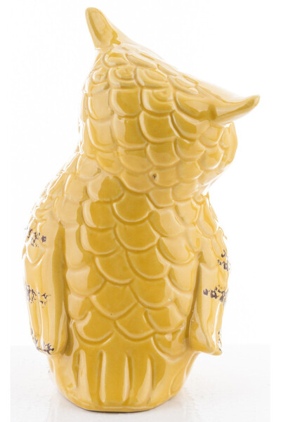 Cottage Owl, ceramiczna figurka sowy, żółta