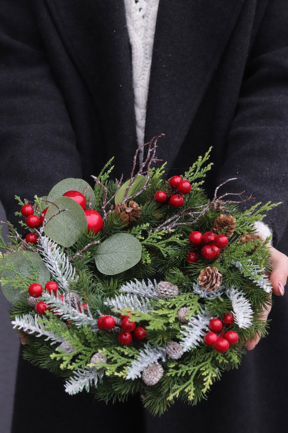 Santa Claus B, ponadczasowy świąteczny wianek, śr.28cm