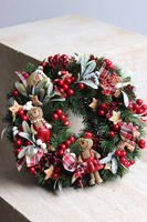 Piernikowe Ludki, świąteczny wianek na drzwi