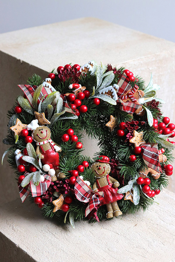 Piernikowe Ludki, świąteczny wianek na drzwi