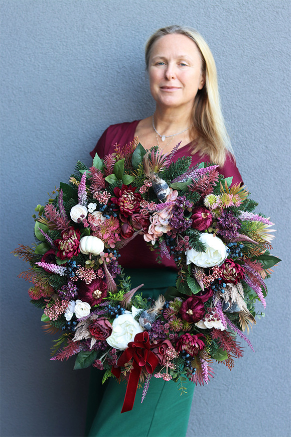 Bordolina, wieniec / wiązanka pogrzebowa, śr.58cm