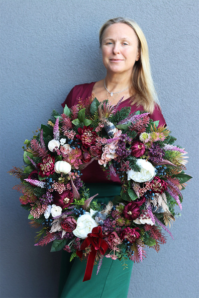 Bordolina, wieniec / wiązanka pogrzebowa, śr.58cm