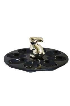 Easter Glamour, talerz na jajka, czarno-złoty, śr.20.5cm