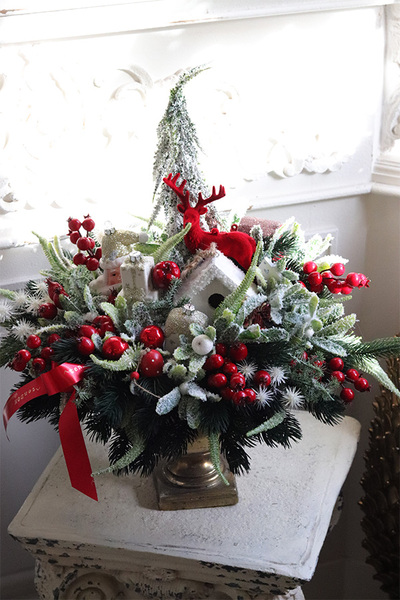  Christmas Dekory, świąteczny stroik w pucharze