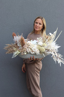 Beżowe Boho Concrete, kompozycja kwiatowa na stół Laos