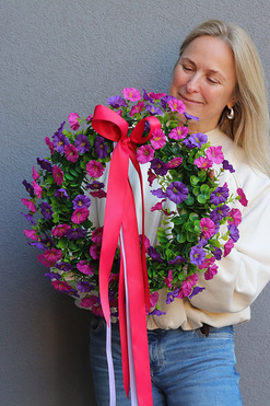 OD RĘKI Pelagia Purple, piękny wianek dekoracyjny, śr.44cm