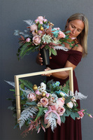 Paysage, komplet, kompozycja nagrobna w ramce z bukietem