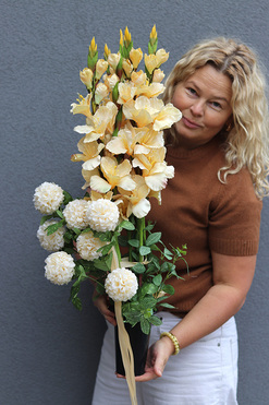 OD RĘKI Vanilla, bukiet nagrobny we wkładzie, wym.72cm 