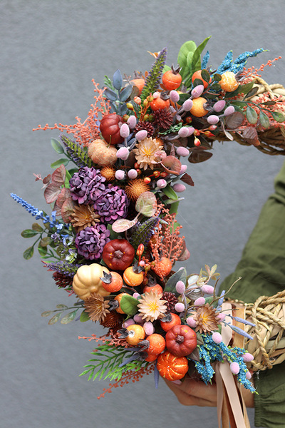 Piękno Koloru, asymetryczny jesienny wianek, rozp.41cm