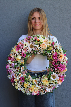 Słońce Wiosenne Big, żółty wianek dekoracyjny, śr.51cm