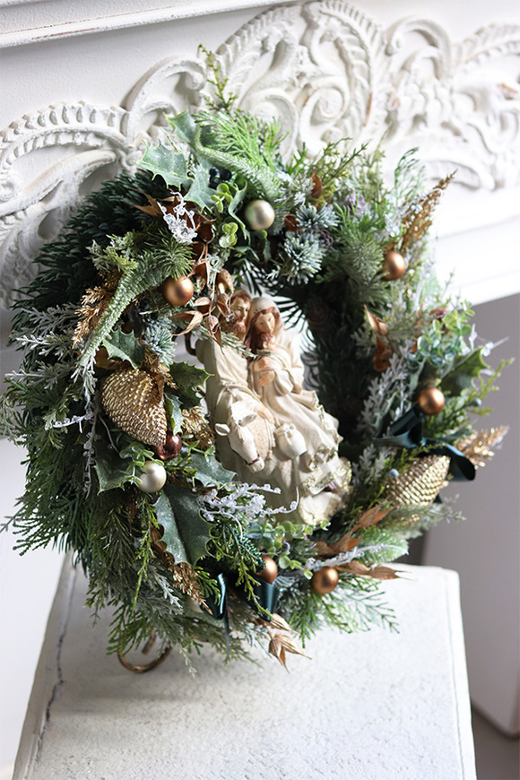 Święta Rodzina, świąteczny wianek na drzwi