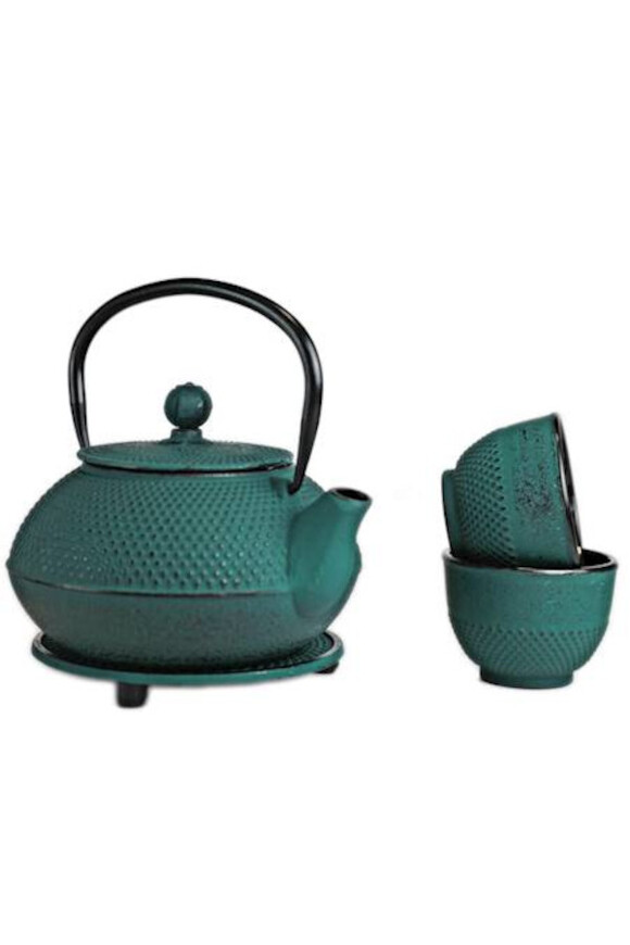 Awaji, żeliwny zestaw do herbaty, zielony