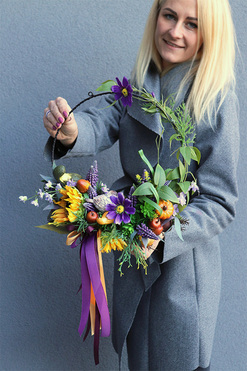 Subtelle Simple Autumn, wianek na drzwi na obręczy, śr.41cm