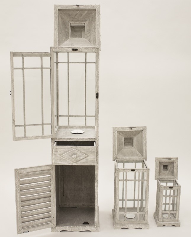 Andalouse White, drewniany lampion / latarenka, kpl.3szt